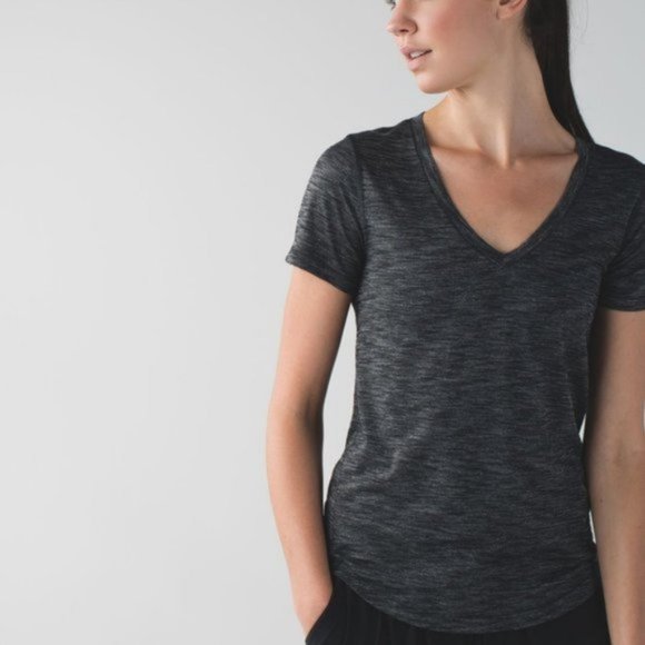 lululemon athletica Tops - Lululemon What The Sport Tee Heathered Black Sz 8